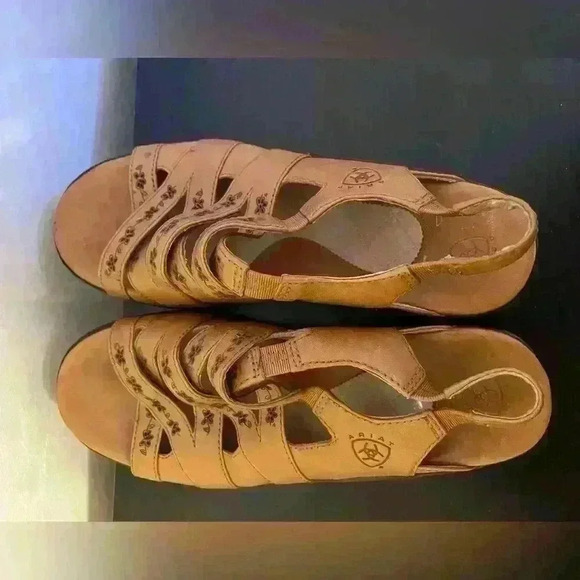Ariat Women's Strappy Sandals with Floral Detail Brown Slingback Sandal Size 8.5 - Picture 11 of 13